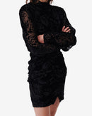 Robe En Velours À Motif Narivo - Black