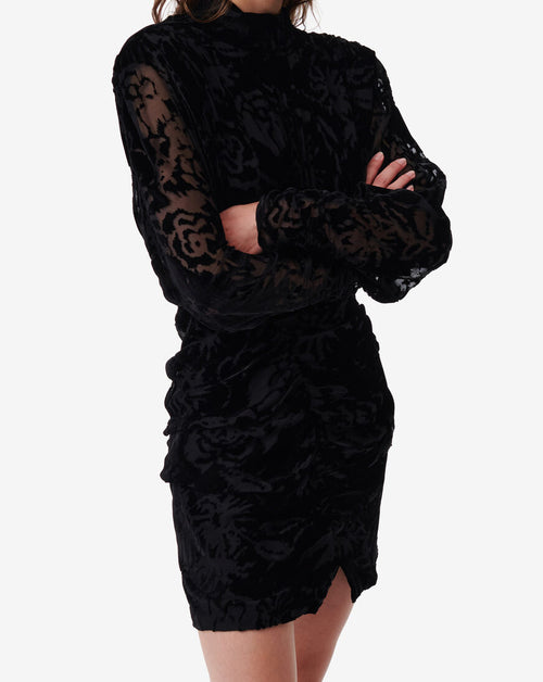 Robe En Velours À Motif Narivo - Black
