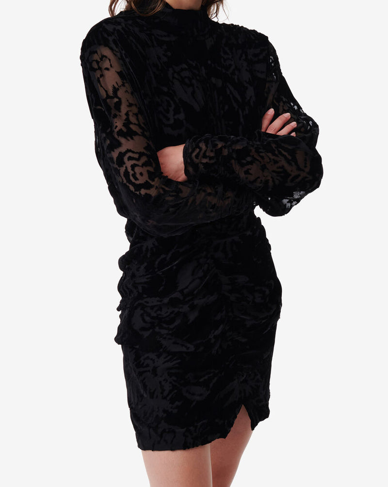 Robe En Velours À Motif Narivo - Black