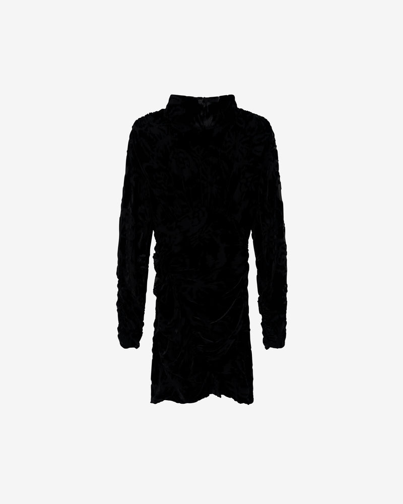 Robe En Velours À Motif Narivo - Black