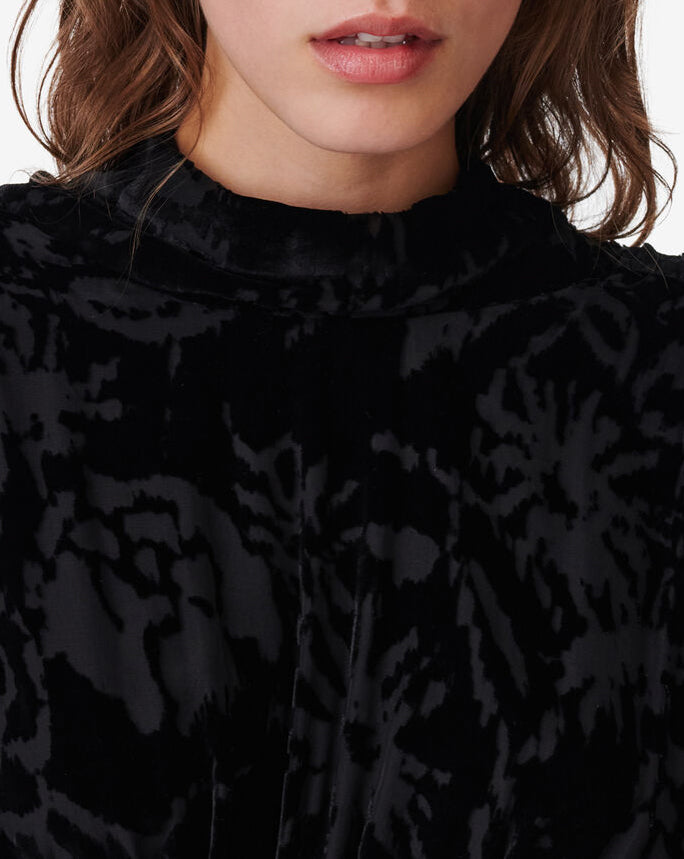 Robe En Velours À Motif Narivo - Black
