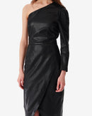 Robe Asymétrique En Cuir Navae - Black