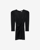 Nowen Vestido corto drapeado con cuello redondo - Negro Metálico