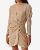 Robe Courte Drapée Col Rond Nowen - Metallic Gold