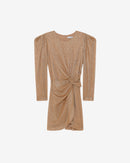 Robe Courte Drapée Col Rond Nowen - Metallic Gold