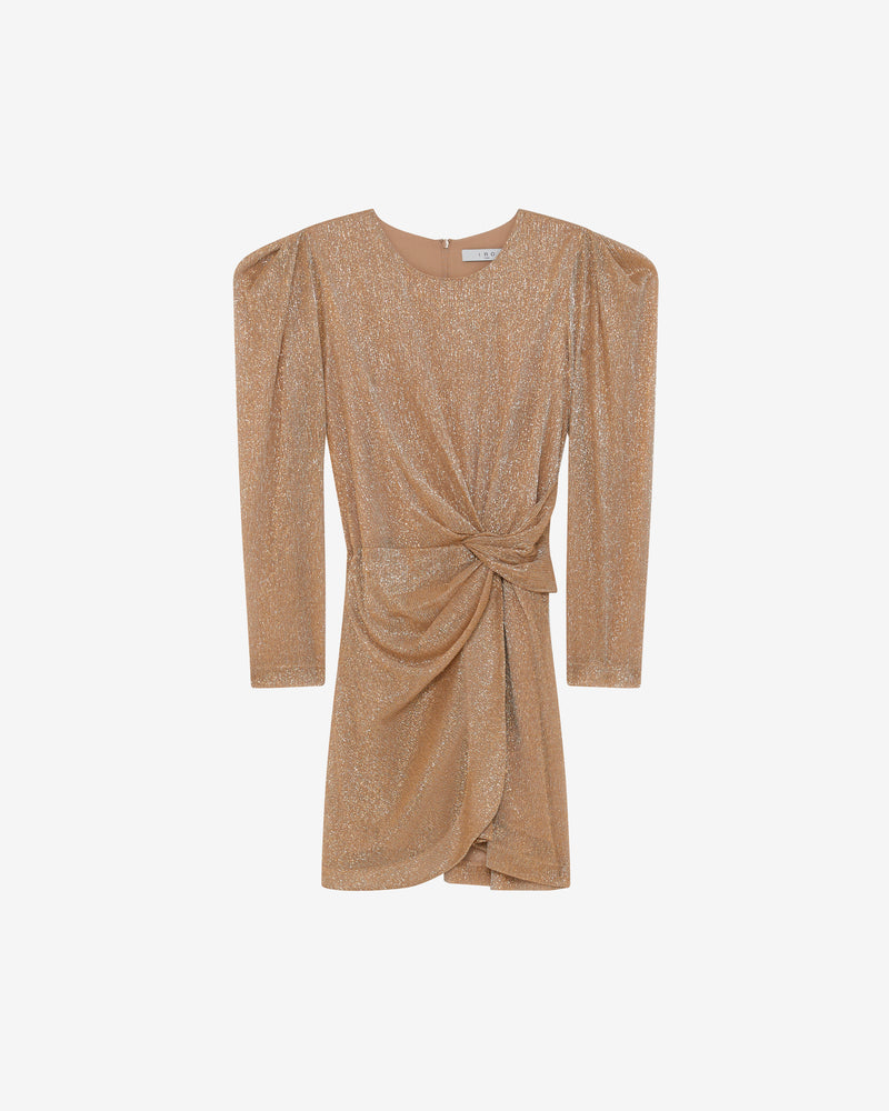 Robe Courte Drapée Col Rond Nowen - Metallic Gold