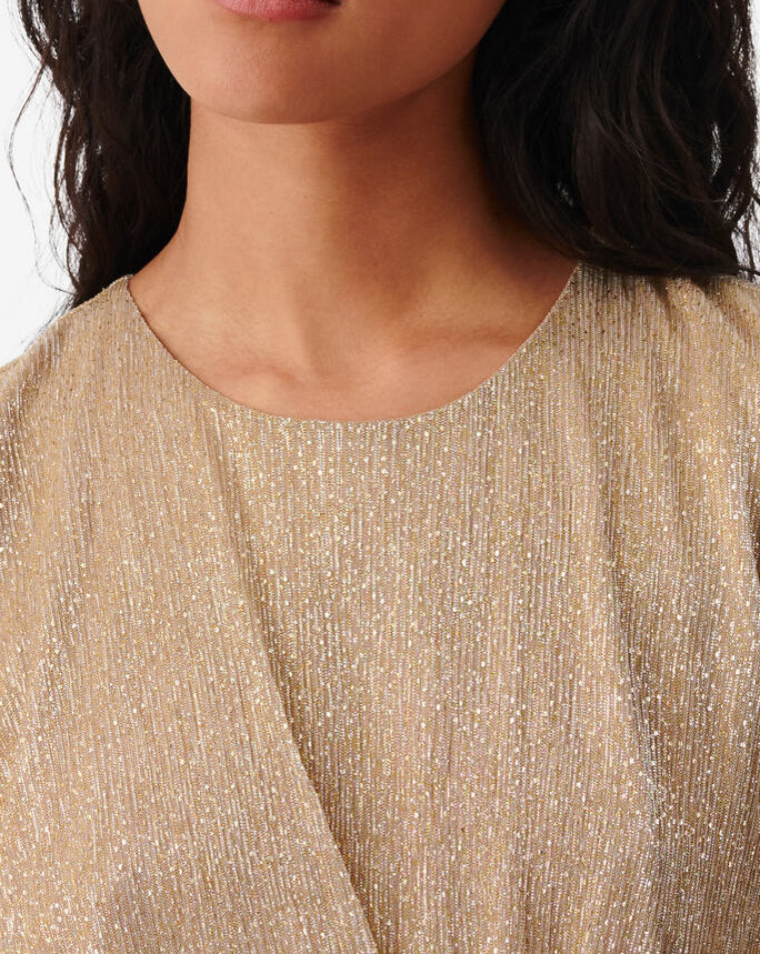 Robe Courte Drapée Col Rond Nowen - Metallic Gold