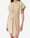 Robe Courte Col Rond À Fronces Pena - Light Beige