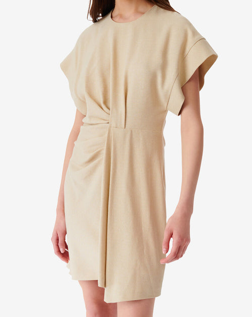 Robe Courte Col Rond À Fronces Pena - Light Beige