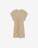 Robe Courte Col Rond À Fronces Pena - Light Beige