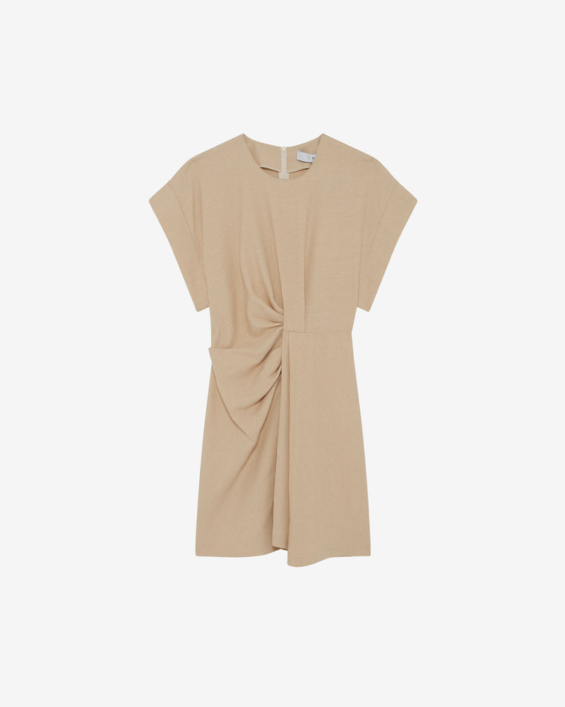 Robe Courte Col Rond À Fronces Pena - Light Beige