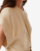 Robe Courte Col Rond À Fronces Pena - Light Beige