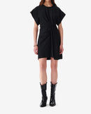 Robe Courte Col Rond À Fronces Pena - Black