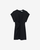 Robe Courte Col Rond À Fronces Pena - Black