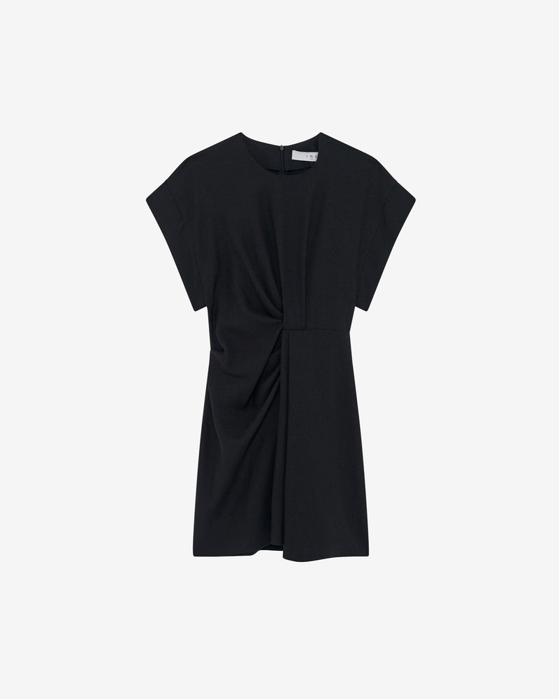 Robe Courte Col Rond À Fronces Pena - Black