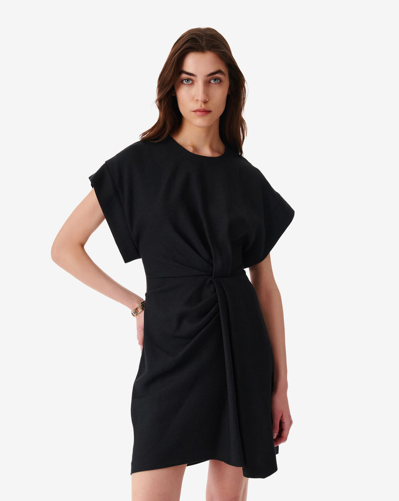 Robe Courte Col Rond À Fronces Pena - Black