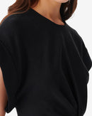 Robe Courte Col Rond À Fronces Pena - Black