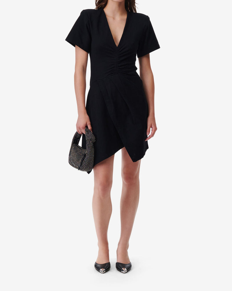 Rowta Vestido Corto De Jersey Con Cuello En V - Negro
