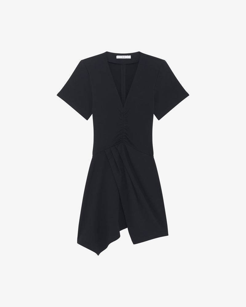 Rowta Vestido Corto De Jersey Con Cuello En V - Negro
