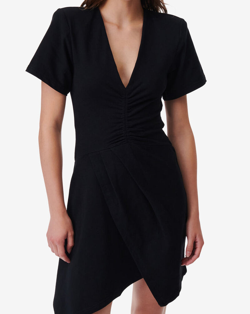 Rowta Vestido Corto De Jersey Con Cuello En V - Negro