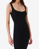 Robe Midi Côtelée Col Carré Sahkyo - Black