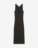 Robe Midi Côtelée Col Carré Sahkyo - Black