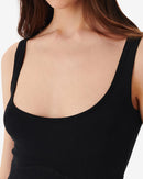 Robe Midi Côtelée Col Carré Sahkyo - Black