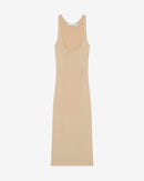 Robe Midi Côtelée Col Carré Sahkyo - White/Orange