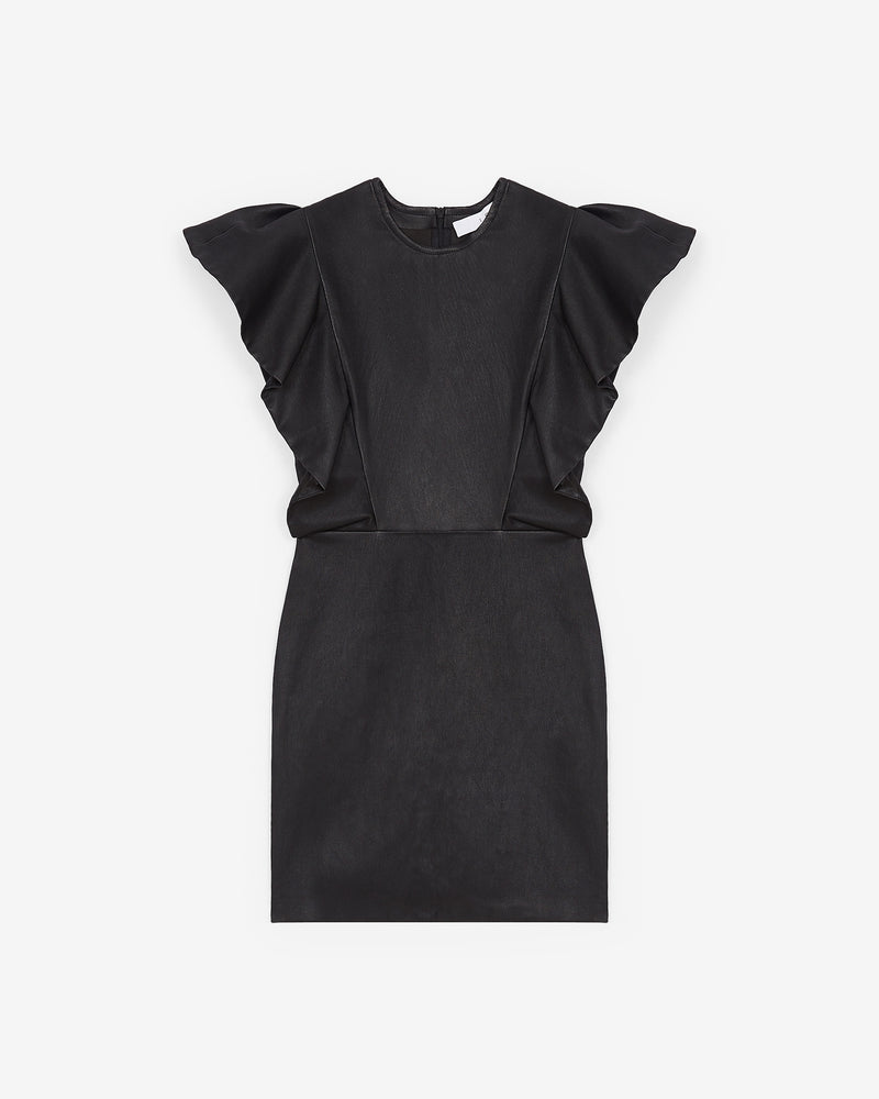 Robe En Cuir À Volants Senja - Black - Femme