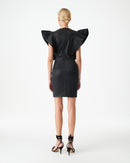 Robe En Cuir À Volants Senja - Black - Femme