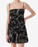 Robe Courte À Imprimé Doré Thalia - Black/Gold