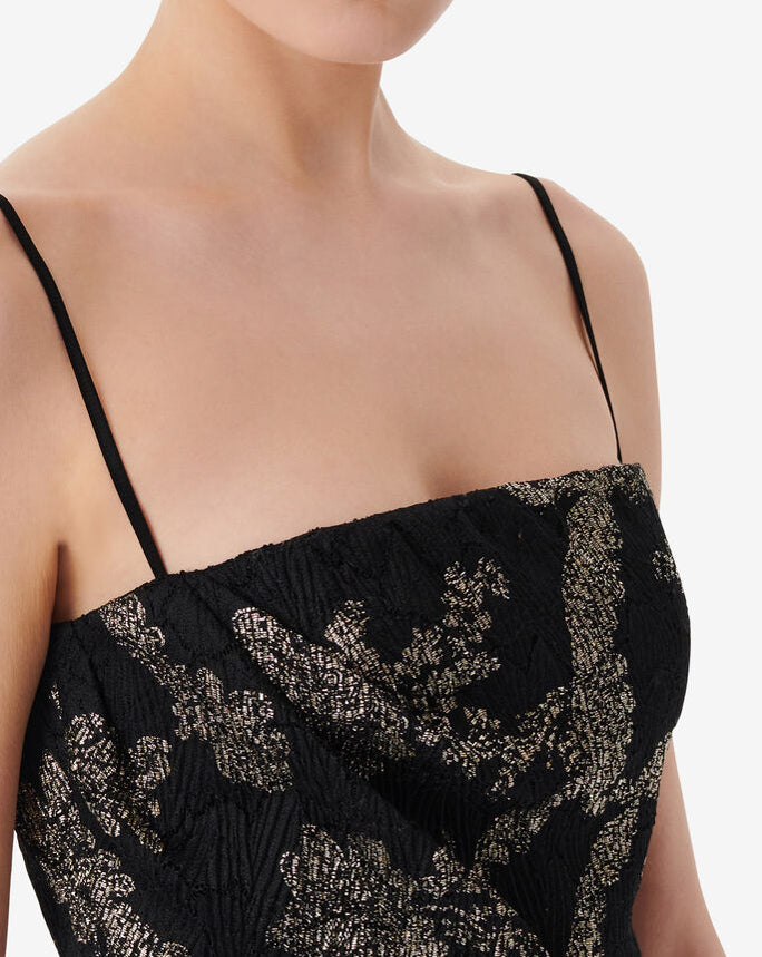 Robe Courte À Imprimé Doré Thalia - Black/Gold
