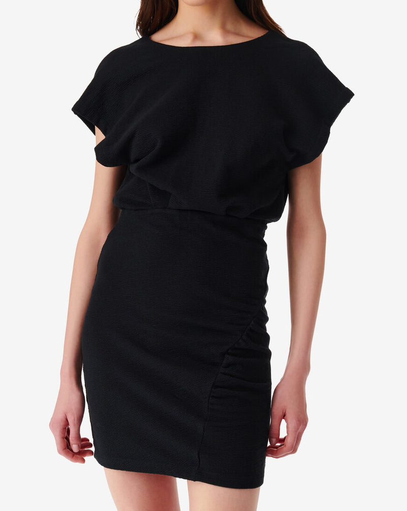 Robe Courte En Jersey Col Rond Verdi - Black