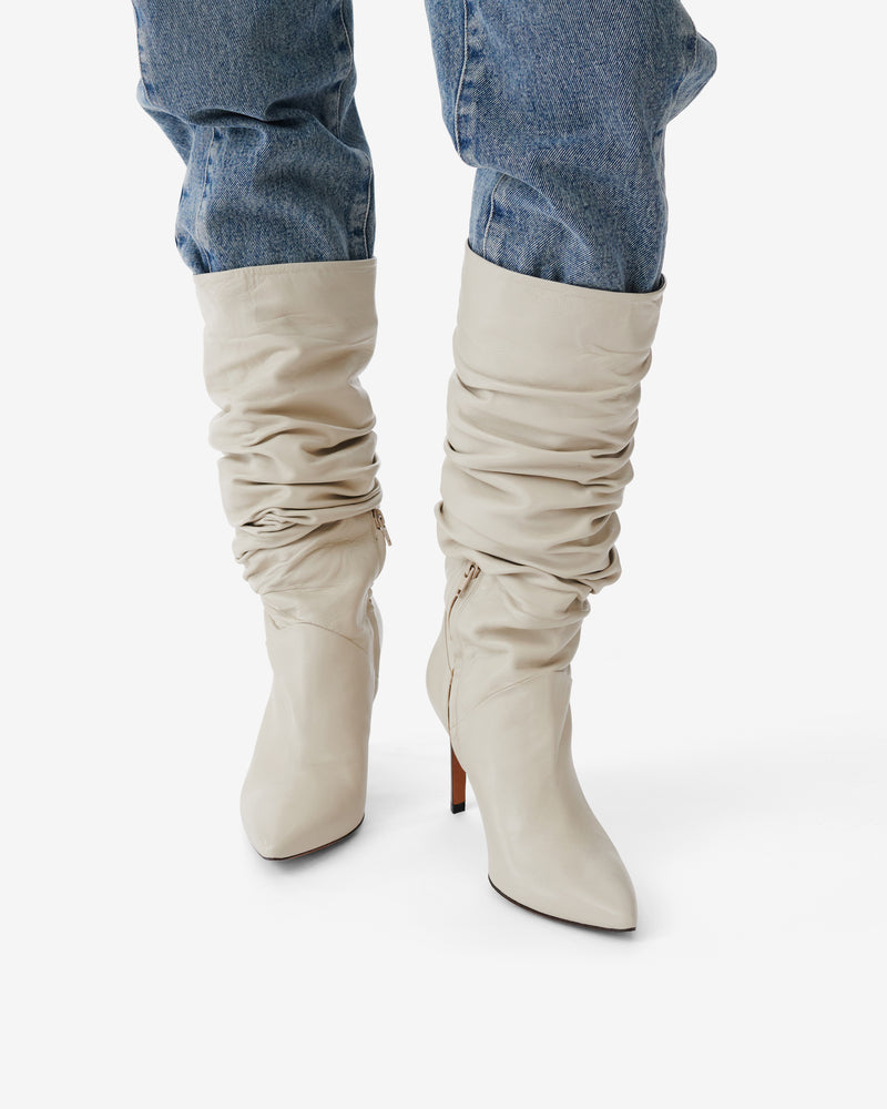 Bottes En Cuir À Talons Sheely High - Oyster Grey