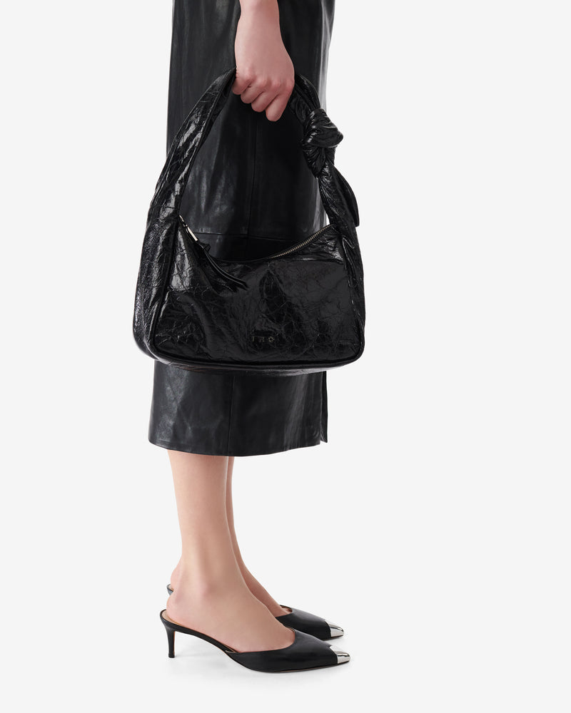 Sac En Cuir Noue Baguette Wrinkled - Black