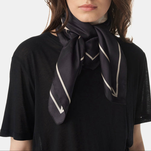 Foulard En Soie À Logo Sikaline - Black/Beige - Femme