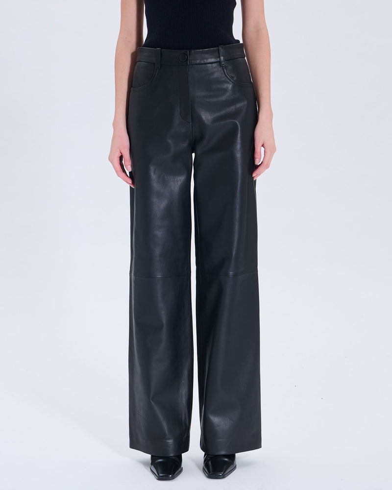 Pantalon Priscille noir en cuir_2