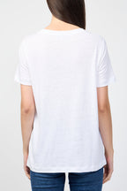 James Perse - Linen Jersey Pocket Tee - White - Mujer