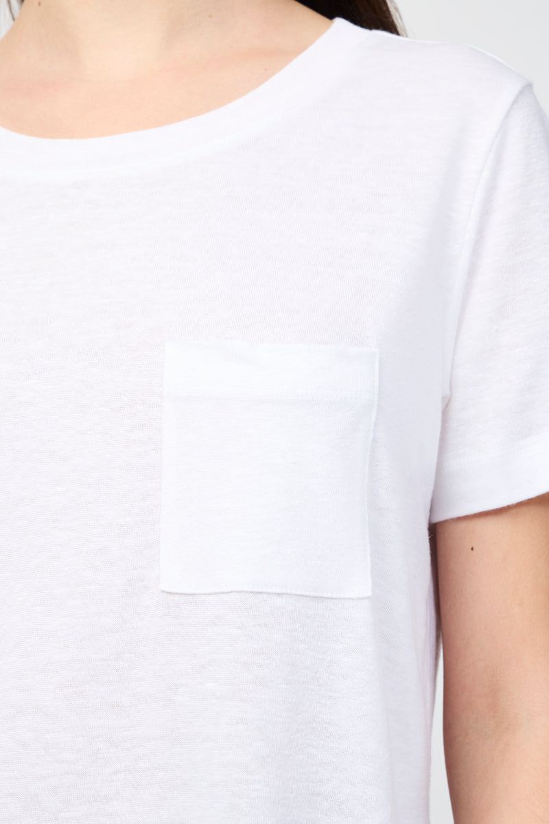James Perse - Linen Jersey Pocket Tee - White - Mujer