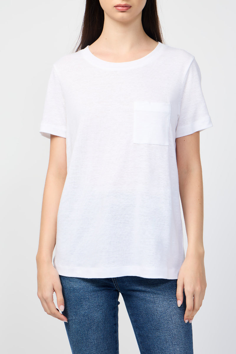 James Perse - Linen Jersey Pocket Tee - White - Mujer