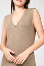 Robe En Jersey De Lin Column - Vieil Or - Femme