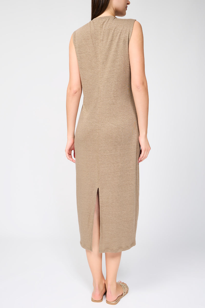 Robe En Jersey De Lin Column - Vieil Or - Femme