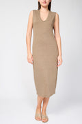 Robe En Jersey De Lin Column - Vieil Or - Femme