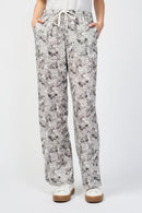 Pantalones anchos de lino Palm Leaf - Carbono - Mujer