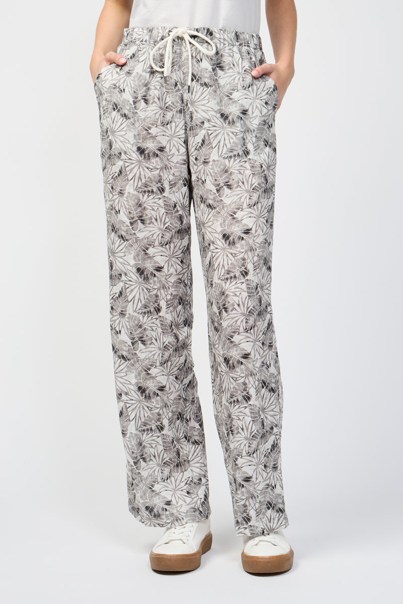 Pantalones anchos de lino Palm Leaf - Carbono - Mujer