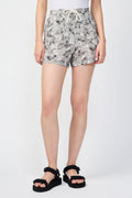 Short En Lin Imprimé Feuilles De Palmier - Carbone - Femme