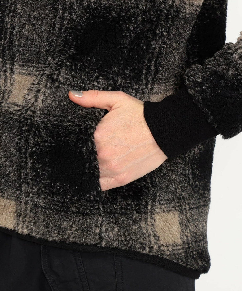 Veste Polaire Doublée Sherpa À Capuche - Toast/Black Plaid - Femme