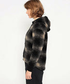 Veste Polaire Doublée Sherpa À Capuche - Toast/Black Plaid - Femme