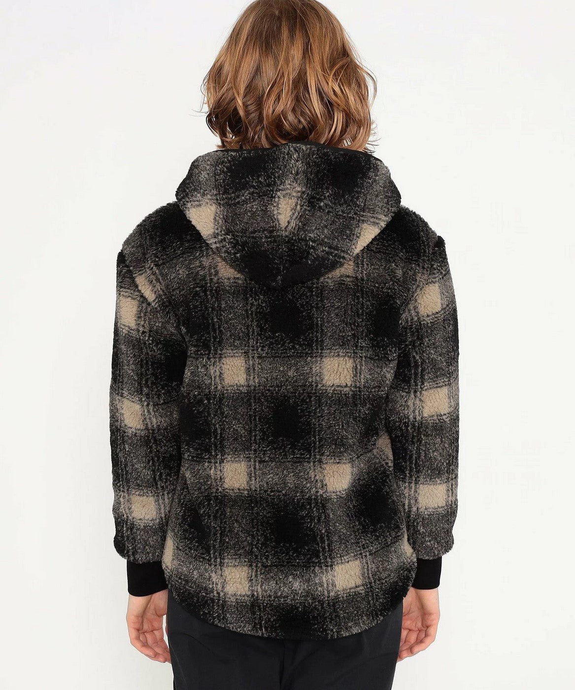 Veste Polaire Doublée Sherpa À Capuche - Toast/Black Plaid - Femme