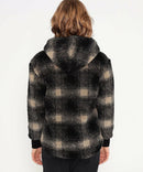 Chaqueta polar con capucha y forro de sherpa - Toast/Black Plaid - Mujer